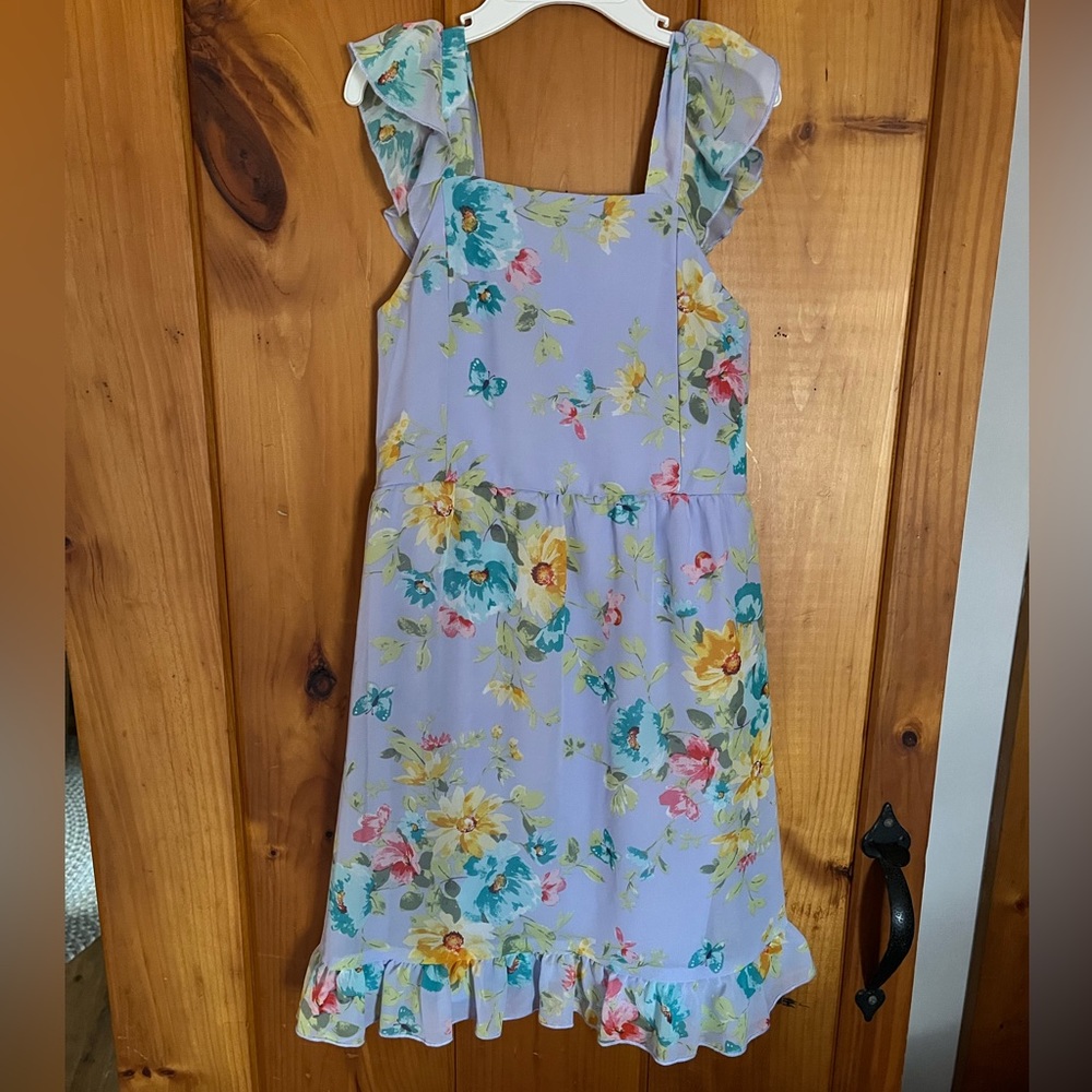 Little girl floral sleeveless dress.